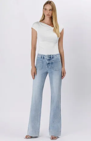 High Rose Trouser Hem Flare Jeans By Lovervet