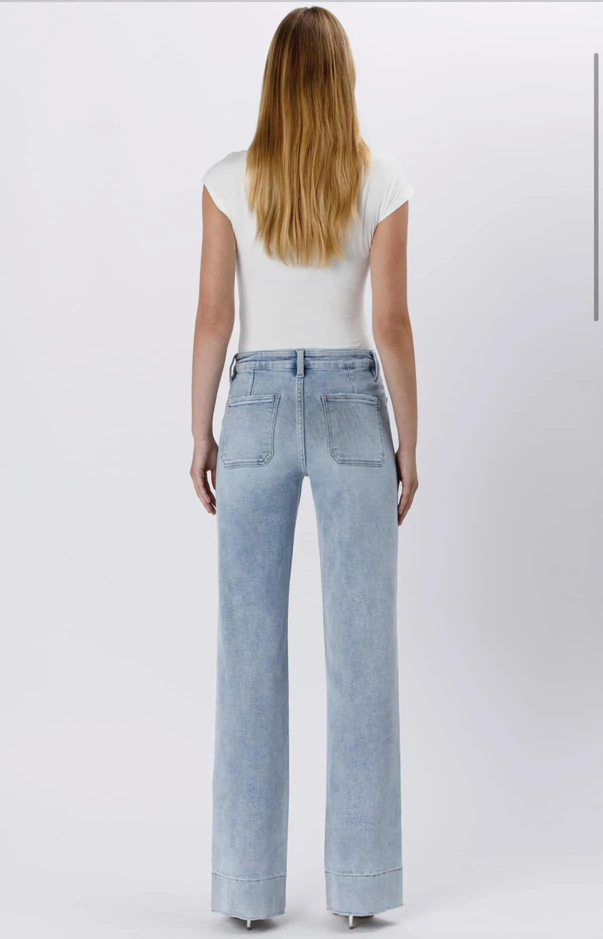 High Rose Trouser Hem Flare Jeans By Lovervet