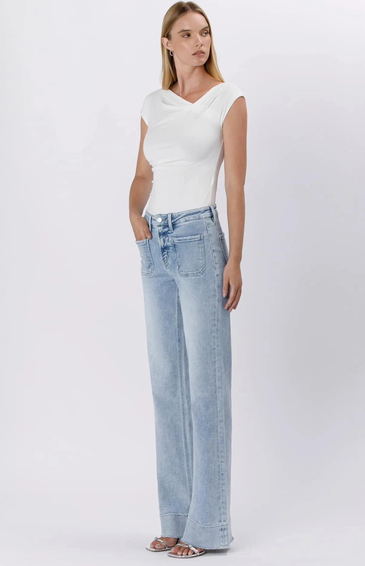 High Rose Trouser Hem Flare Jeans By Lovervet