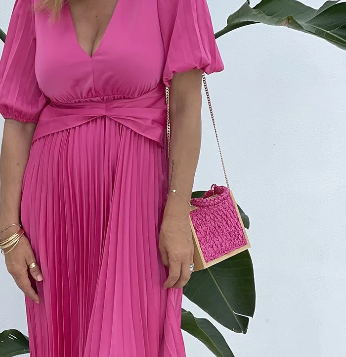 Hot Pink Woven Clutch