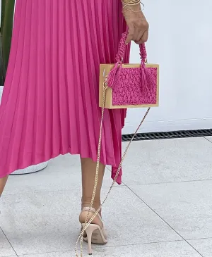 Hot Pink Woven Clutch