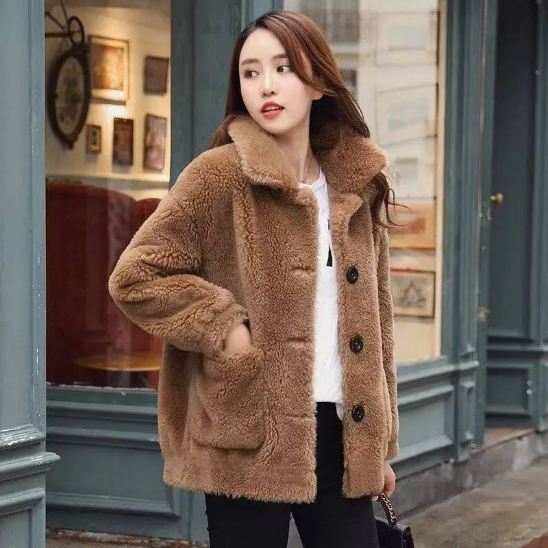 Imitation Lamb Fur Grass Women's Coat Autumn Winter Short Thickened Loose Sheep Shearer Coat