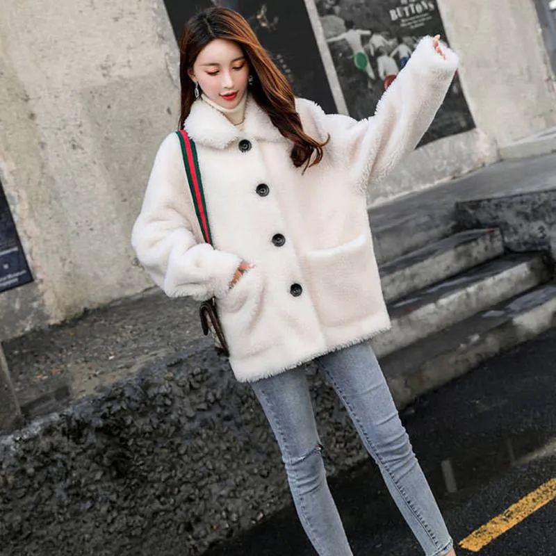 Imitation Lamb Fur Grass Women's Coat Autumn Winter Short Thickened Loose Sheep Shearer Coat
