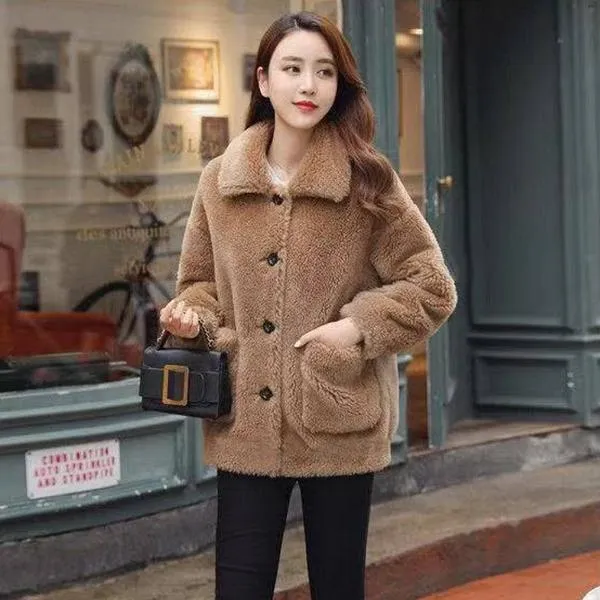 Imitation Lamb Fur Grass Women's Coat Autumn Winter Short Thickened Loose Sheep Shearer Coat