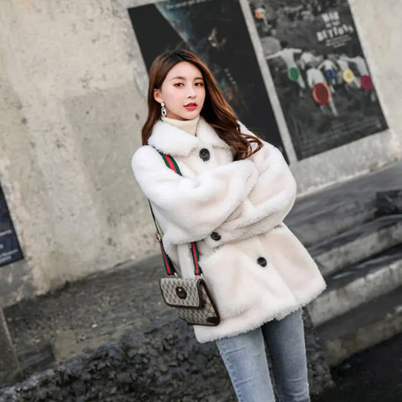 Imitation Lamb Fur Grass Women's Coat Autumn Winter Short Thickened Loose Sheep Shearer Coat