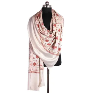 Jamawar White Cashmere Pashmina Shawl