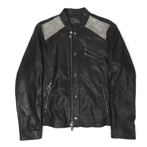 John Varvatos Leather/Chain Detail Jacket Size 48