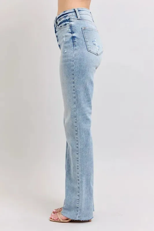 Judy Blue Full Size Midi Rise Light Wash Dad Jeans Plus Size