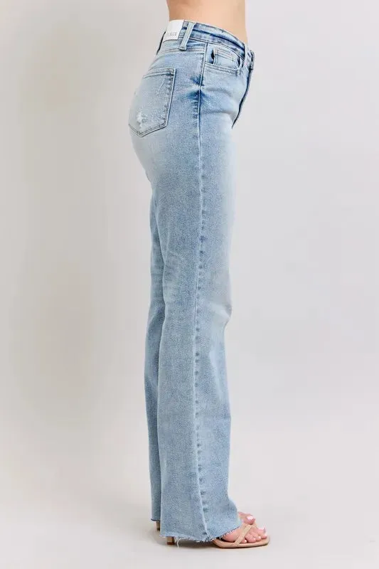 Judy Blue Full Size Midi Rise Light Wash Dad Jeans Plus Size