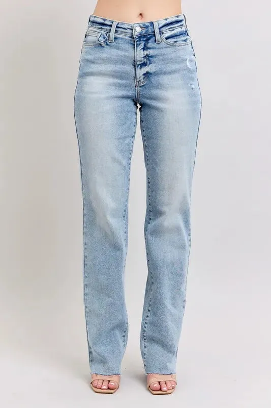 Judy Blue Full Size Midi Rise Light Wash Dad Jeans Plus Size