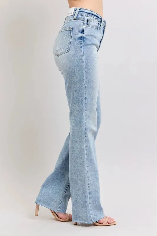 Judy Blue Full Size Midi Rise Light Wash Dad Jeans Plus Size