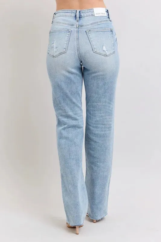 Judy Blue Full Size Midi Rise Light Wash Dad Jeans Plus Size