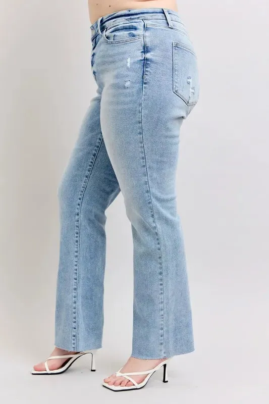 Judy Blue Full Size Midi Rise Light Wash Dad Jeans Plus Size