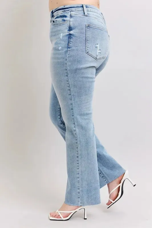 Judy Blue Full Size Midi Rise Light Wash Dad Jeans Plus Size