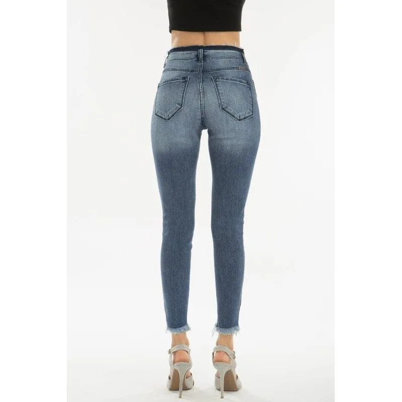 Kancan B-High Rise Skinny Jeans With Fray Hem Detail