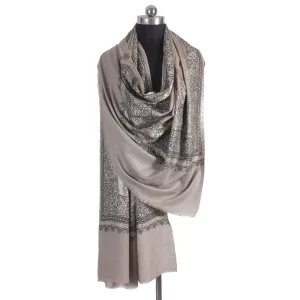Khudrang Zari and sozni Embroidered Cashmere Pashmina Shawl