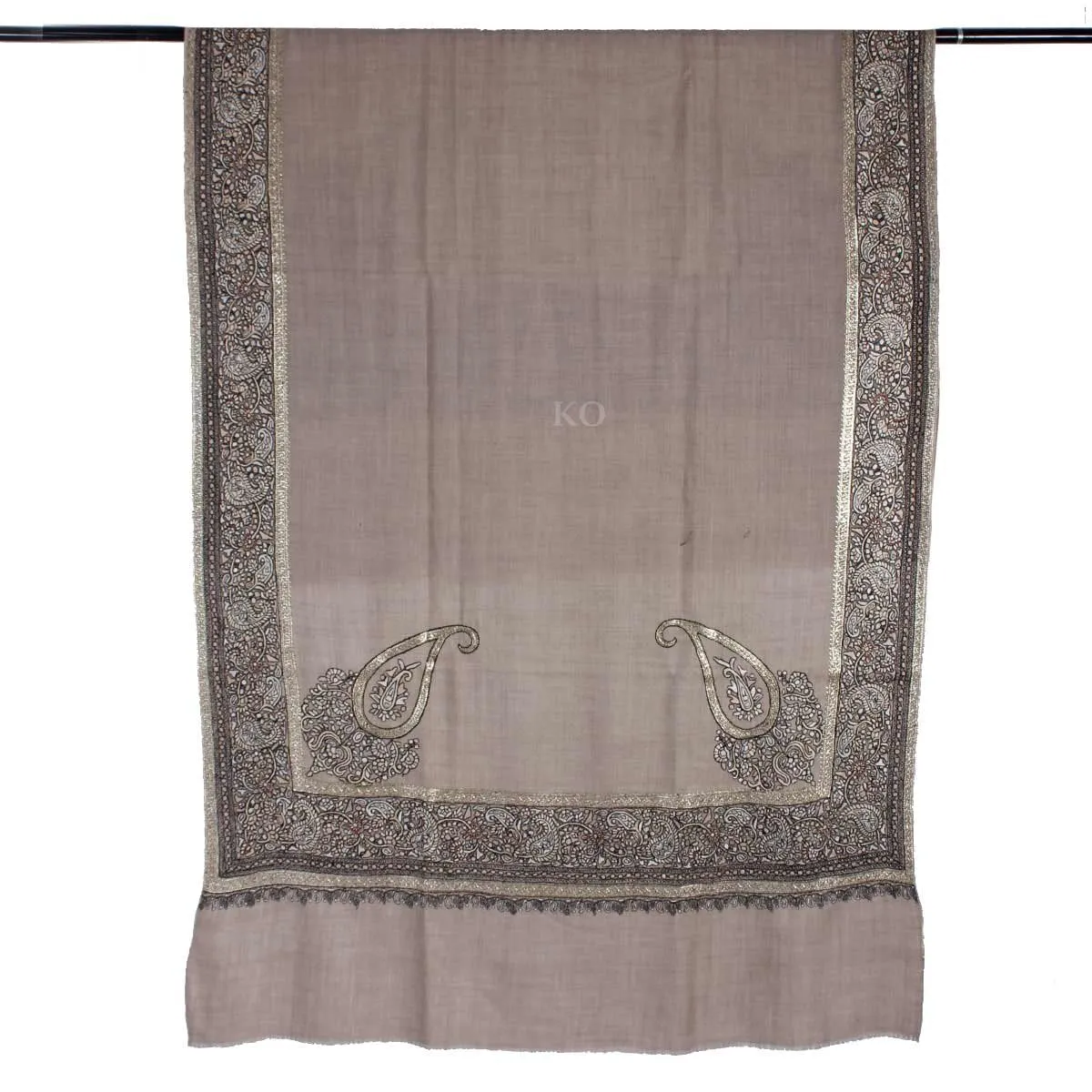 Khudrang Zari and sozni Embroidered Cashmere Pashmina Shawl