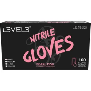L3VEL3 Nitrile Pearl Pink Gloves - MEDIUM / 100 Pack - 4 mil Thickness