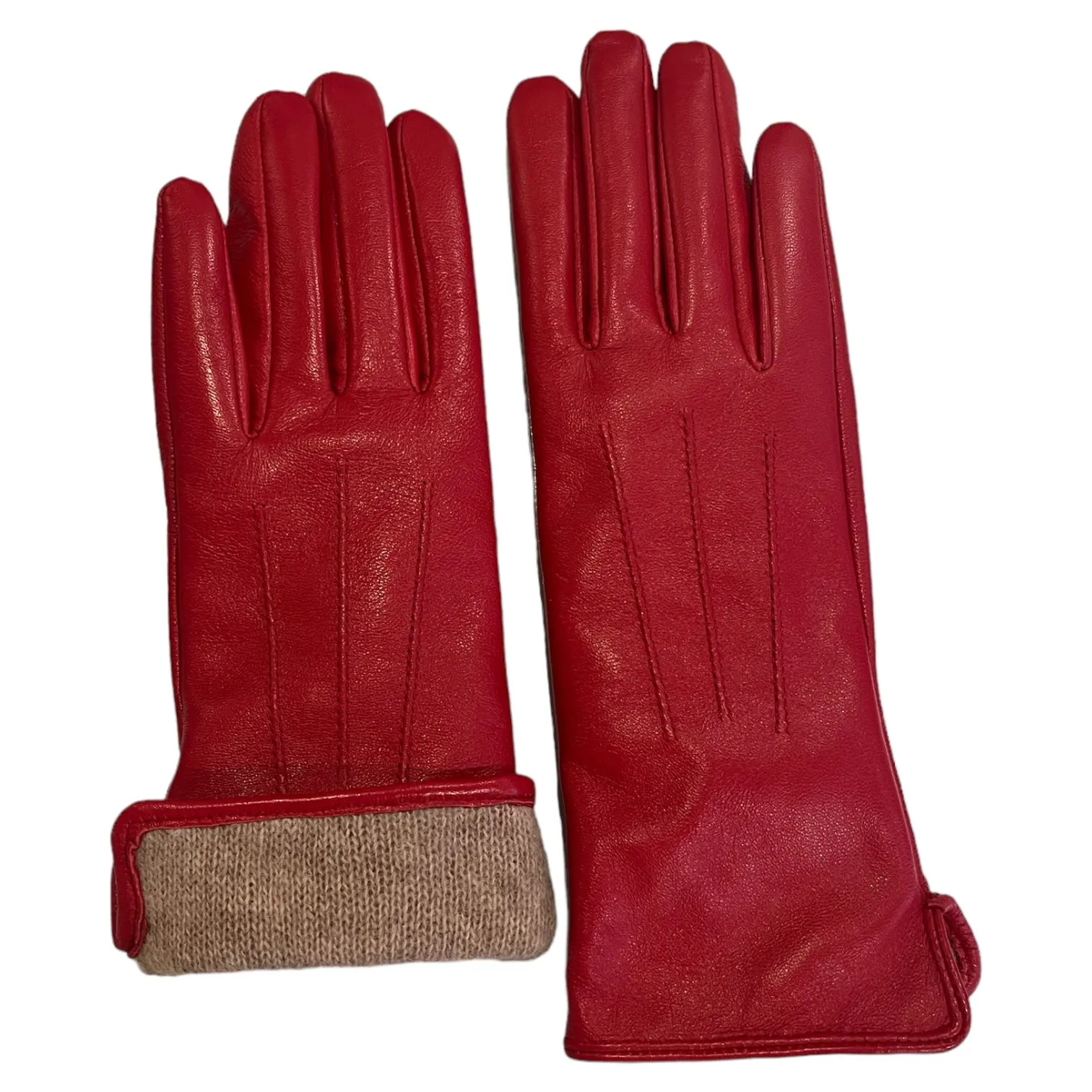 Ladies Cashmere-lined Leather Gloves in Red