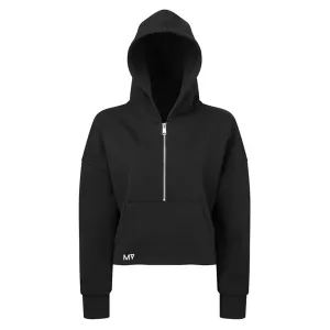 Ladies MV 1/4 Zip Cropped Hoodie - black