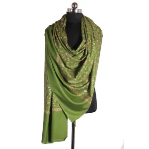 Leaf Green Jamawar Cashmere Pashmina Shawl