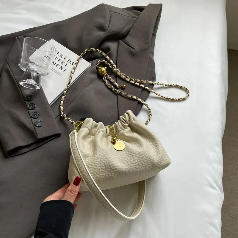 LEFTSIDE Mini PU Leather Shoulder Bags for Women 2024 Y2K Korean Fashion Trend Female Bucket Crossbody Bag Lady Handbags