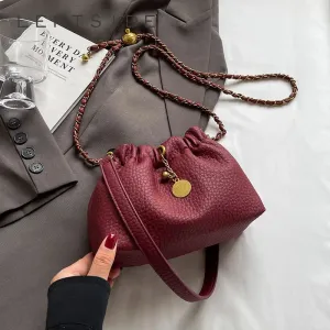 LEFTSIDE Mini PU Leather Shoulder Bags for Women 2024 Y2K Korean Fashion Trend Female Bucket Crossbody Bag Lady Handbags
