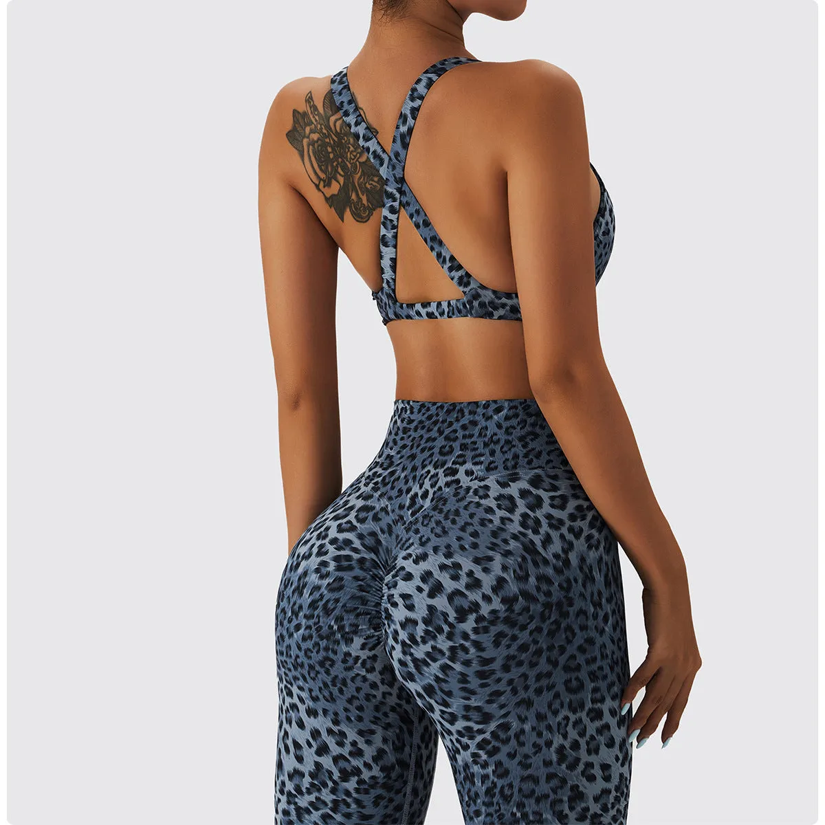 Leopard Print with High Waist Workout Set