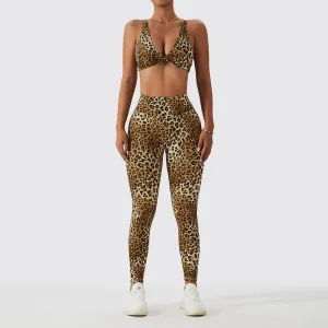 Leopard Print with High Waist Workout Set
