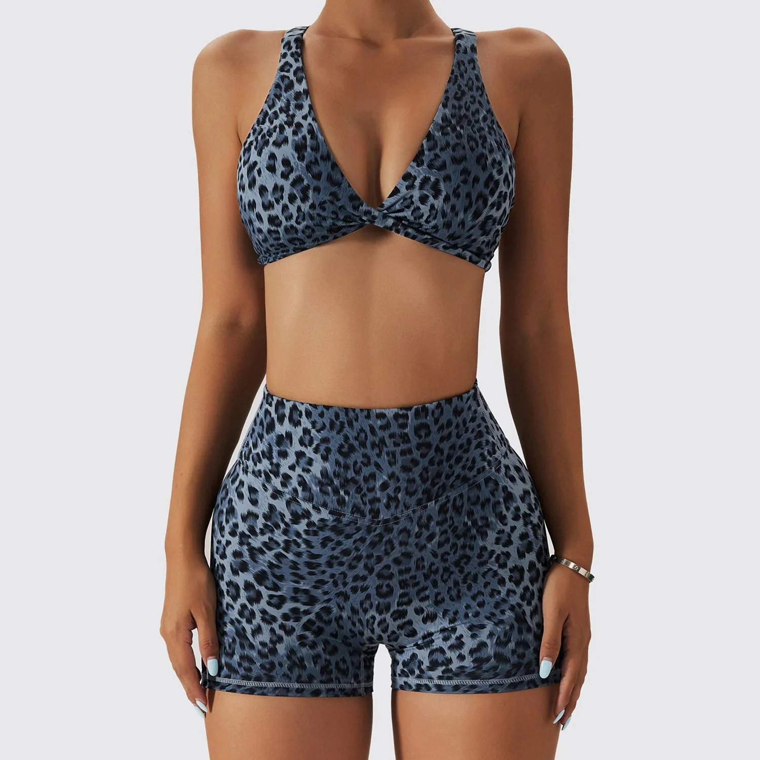 Leopard Print with High Waist Workout Set