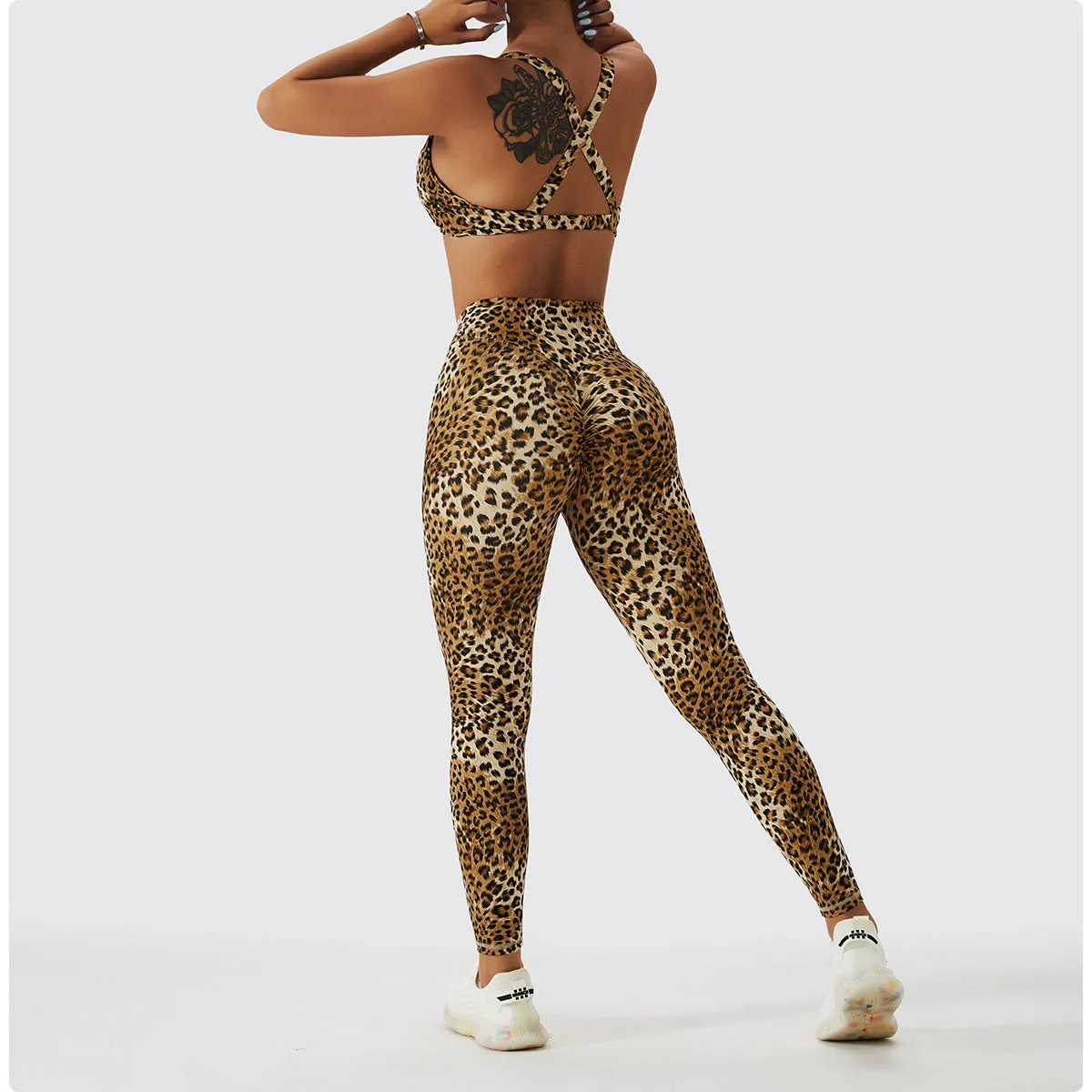 Leopard Print with High Waist Workout Set
