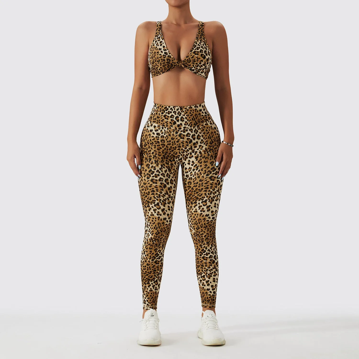 Leopard Print with High Waist Workout Set