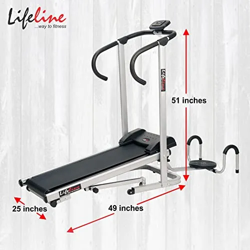 Lifeline Fitness HG-002 Multi Home Gym Combo with LT-202 Manual Treadmill 3in1, 72kg Weight Stack