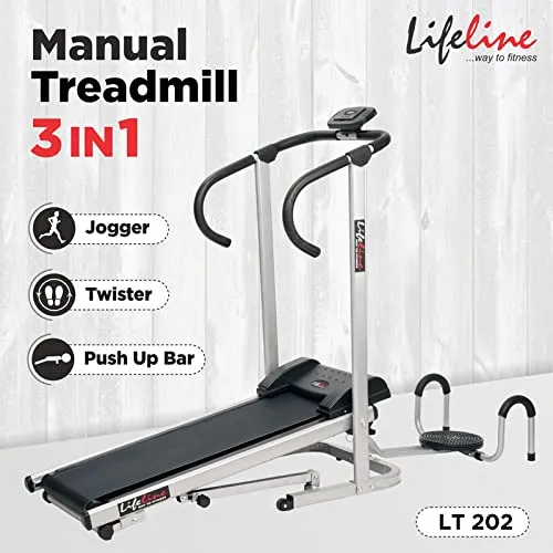 Lifeline Fitness HG-002 Multi Home Gym Combo with LT-202 Manual Treadmill 3in1, 72kg Weight Stack