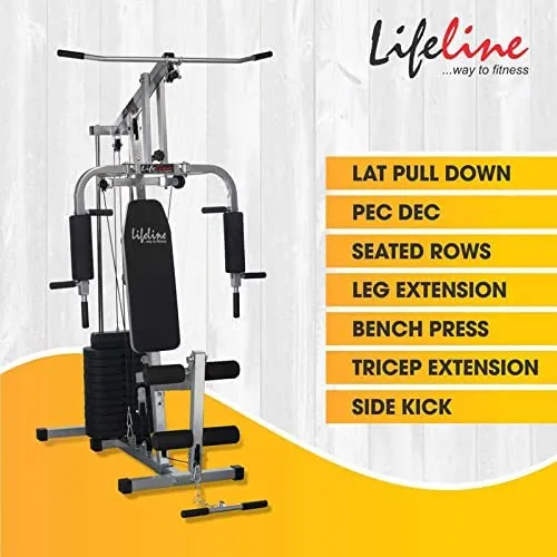 Lifeline Fitness HG-002 Multi Home Gym Combo with LT-202 Manual Treadmill 3in1, 72kg Weight Stack