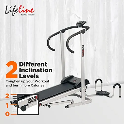 Lifeline Fitness HG-002 Multi Home Gym Combo with LT-202 Manual Treadmill 3in1, 72kg Weight Stack