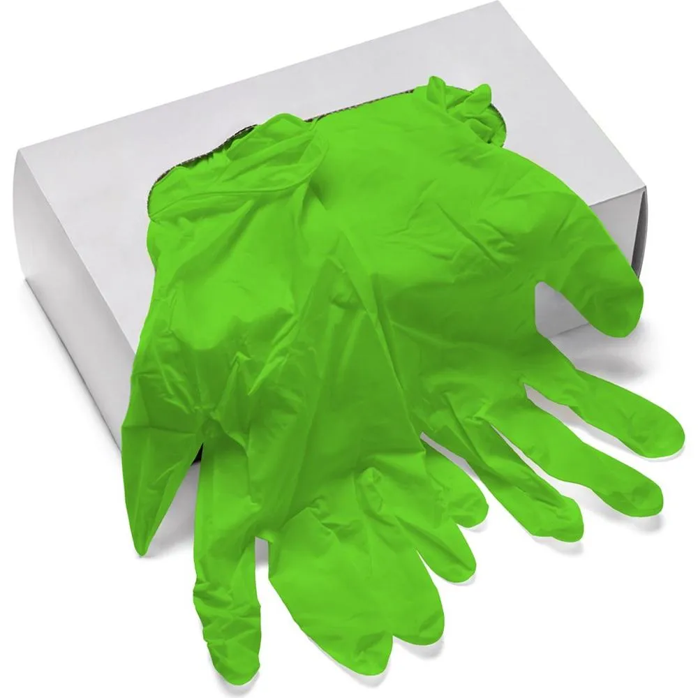 Lime Performance Nitrile Gloves - 5 Mil Thickness - Size: LARGE / 100 Pack