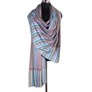 Line Shapes Embroidred Cashmere Pashmina Shawl