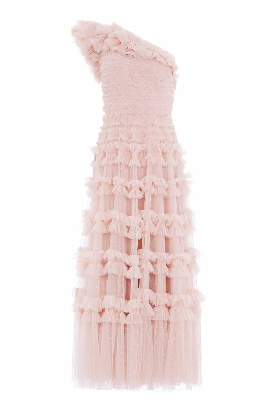 Lisette Ruffle One-Shoulder Gown