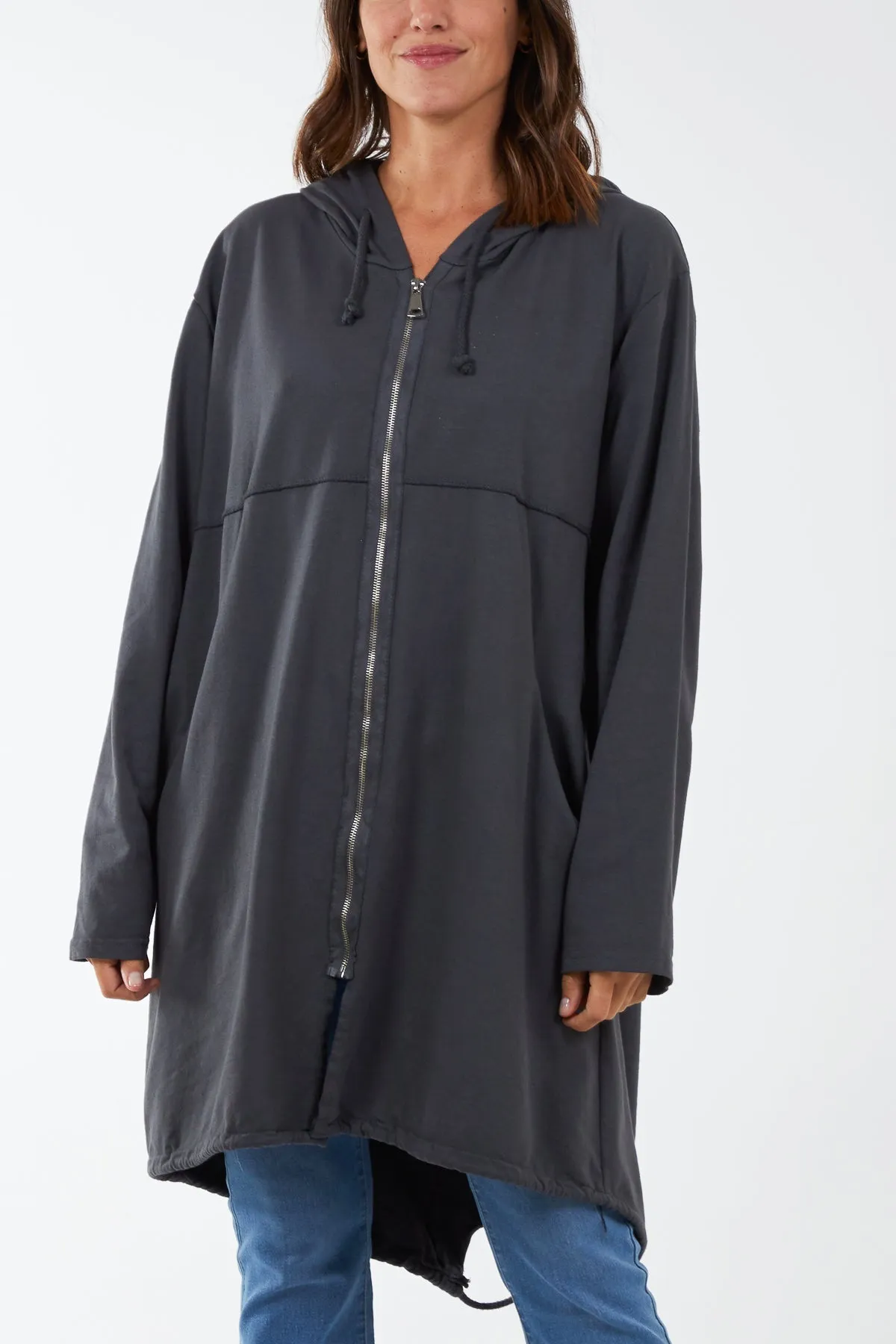 Long Zip Up Jacket With Yin Yang Logo