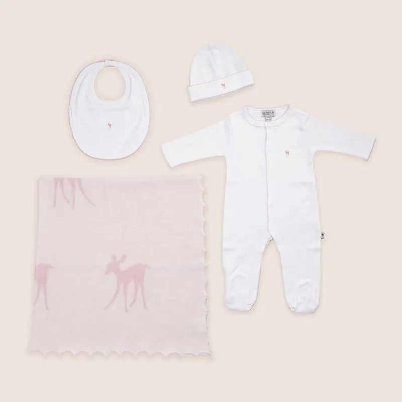 Luxury Baby Fawn Pink Gift Set, Luxury Baby Shawl And Baby Clothing Set By  G.H.Hurt & Son, Baby's First Clothing Set