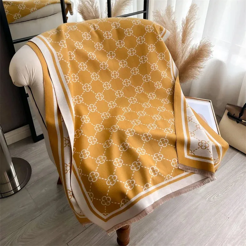 Luxury Cashmere Plaid Scarf Winter Women Pashmina Shawls Warm Blanket Wraps Female Foulard Bandana Brand Thick Scarves Hijab