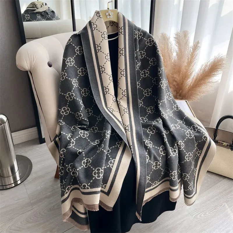 Luxury Cashmere Plaid Scarf Winter Women Pashmina Shawls Warm Blanket Wraps Female Foulard Bandana Brand Thick Scarves Hijab