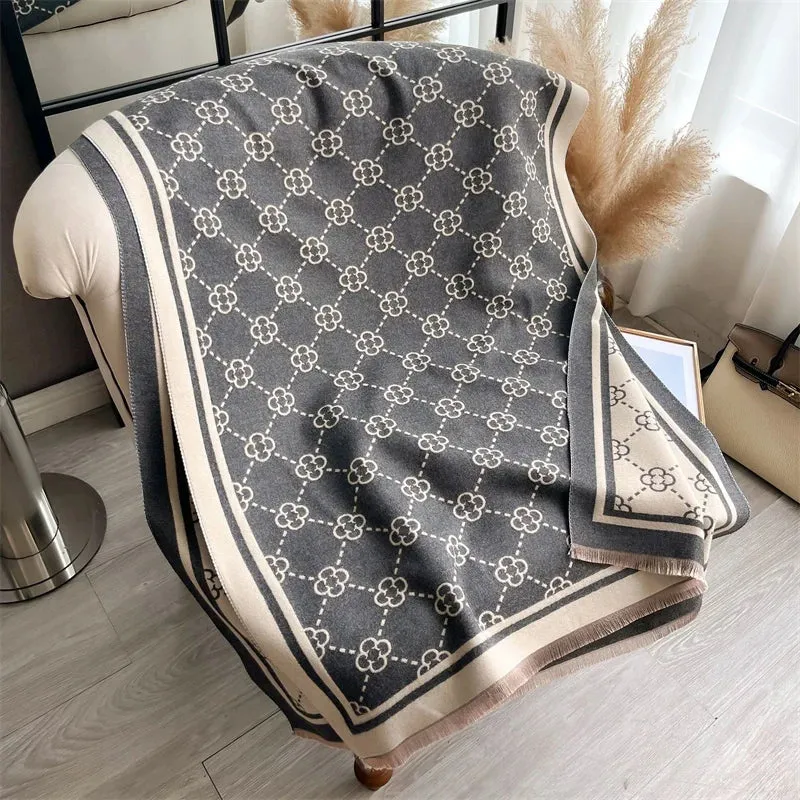 Luxury Cashmere Plaid Scarf Winter Women Pashmina Shawls Warm Blanket Wraps Female Foulard Bandana Brand Thick Scarves Hijab