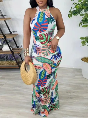 LW Plus Size dress Floral Print Cut Out Bodycon Dress Y2K Clothes Sleeveless Maxi Dresses For Women Streetwear Elegant dress