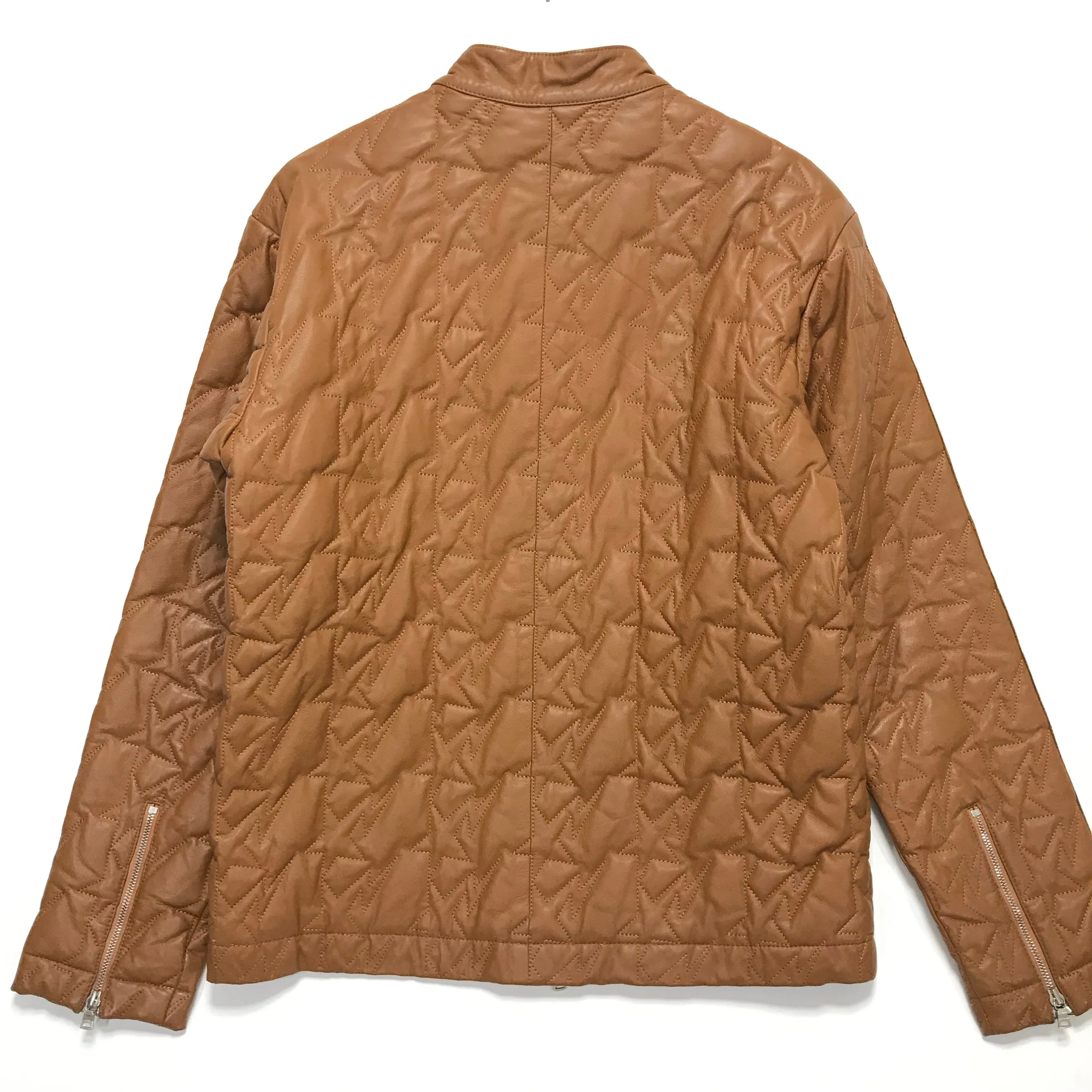 [M] A Bathing Ape Bape Sta Leather/Down Riders Jacket Light Brown