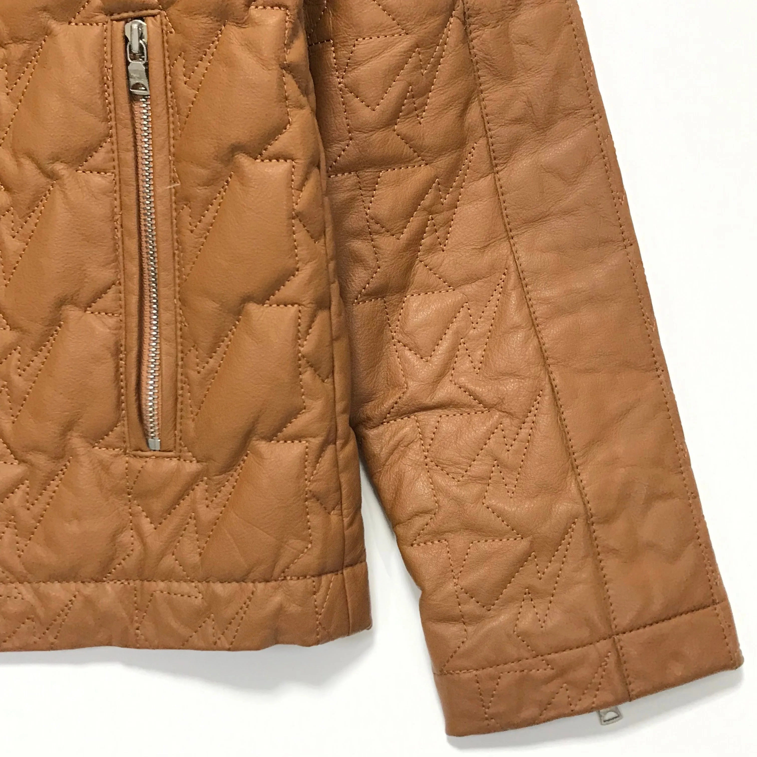 [M] A Bathing Ape Bape Sta Leather/Down Riders Jacket Light Brown