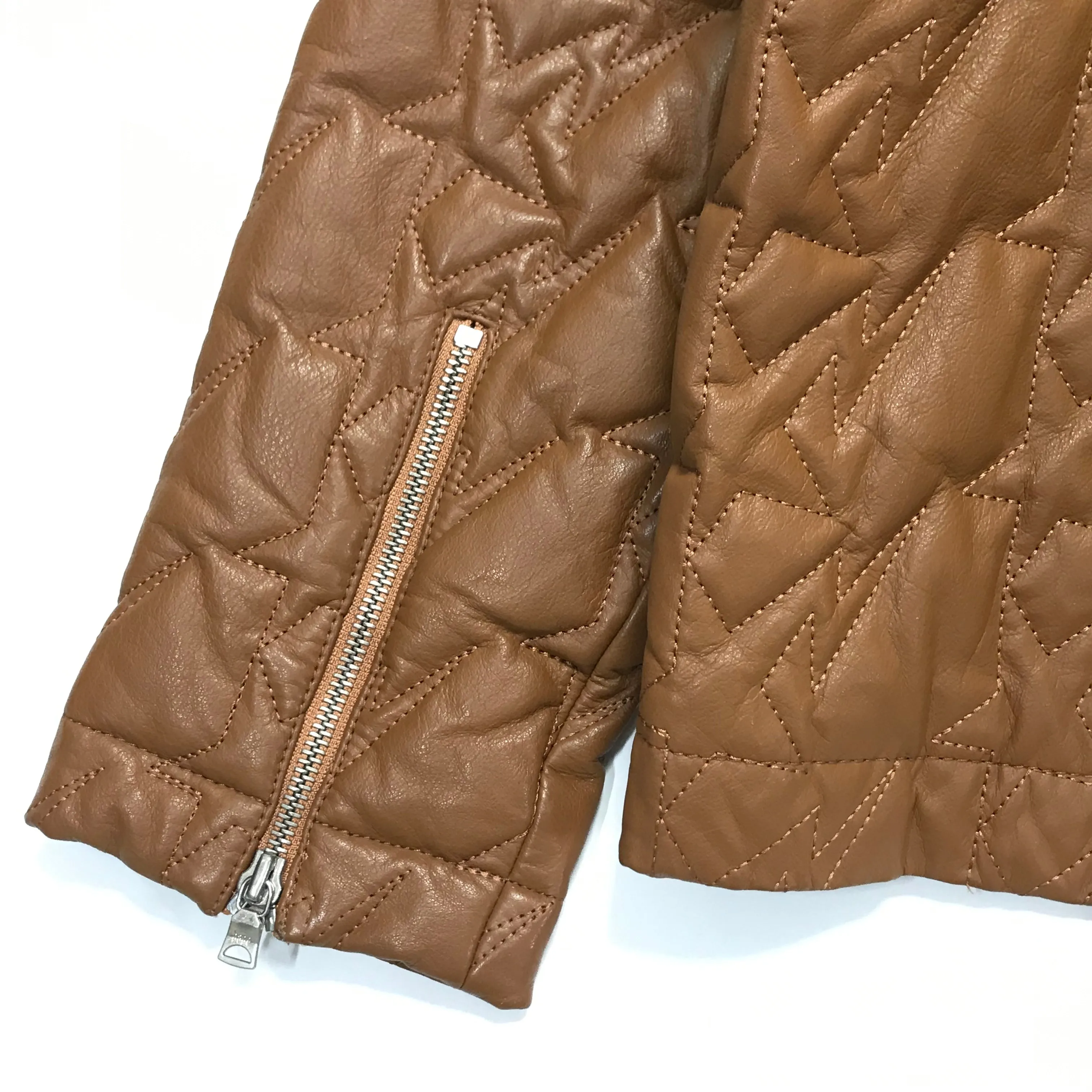[M] A Bathing Ape Bape Sta Leather/Down Riders Jacket Light Brown