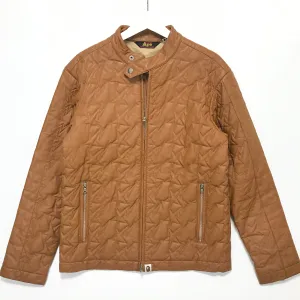 [M] A Bathing Ape Bape Sta Leather/Down Riders Jacket Light Brown