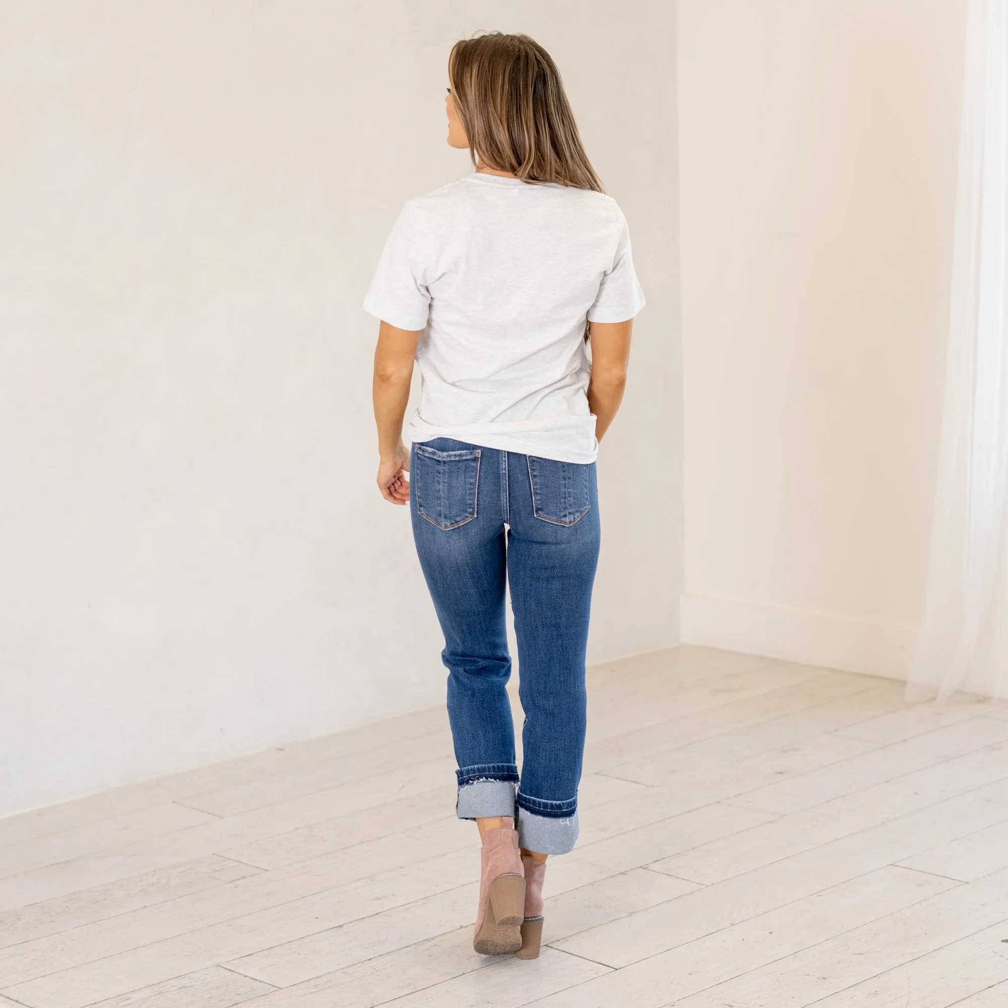 Maleya Mid Rise Cropped Straight Leg Regular & Plus Sizes